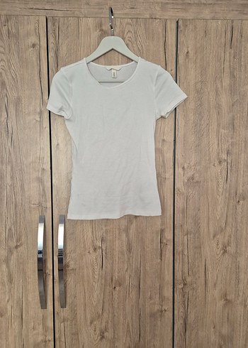H&M H&M beyaz fitilli ribanalı basic tişört