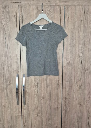 m Beden H&M ribanalı fitilli gri tişört