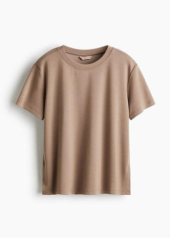 l Beden kahverengi Renk H&M modal sütlü kahve t-shirt.