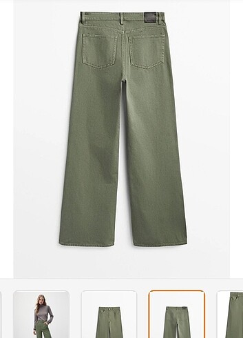 Massimo Dutti Massimo dutti haki denim pol paça pantolon