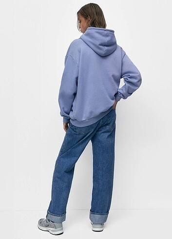 Pull and Bear Pull and bear mavi indigo sweatshirt yıldız desenli