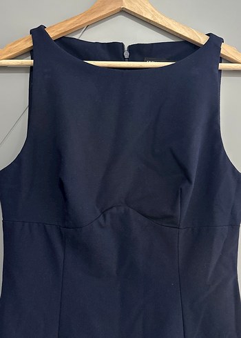 Zara Lacivert Midi Kolsuz Fırfırlı Elbise