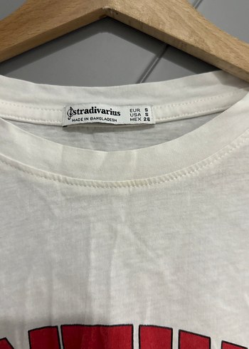 Stradivarius Beyaz Kısa Kollu Positivity Baskılı Tişört