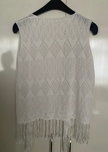 Nakışlı V Yaka Bohem Triko Yelek - Görsel 2