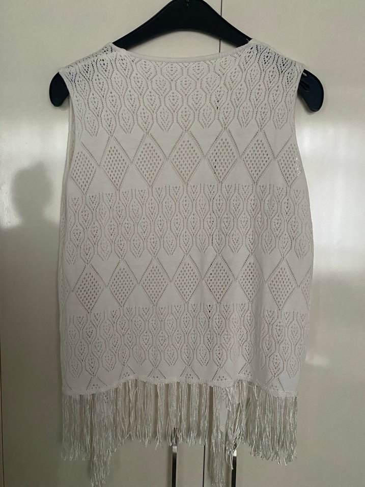 Nakışlı V Yaka Bohem Triko Yelek - Görsel 2