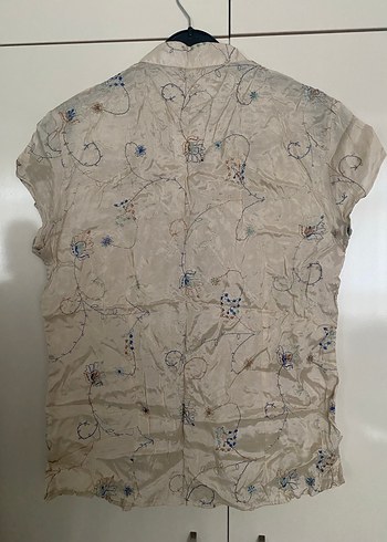 Düğmeli Bohem Kısa Kollu Gömlek - Görsel 2