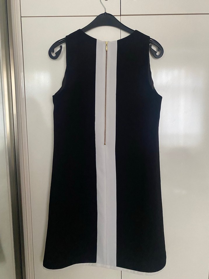 Siyah Çizgili Midi Kolsuz Elbise - Görsel 2