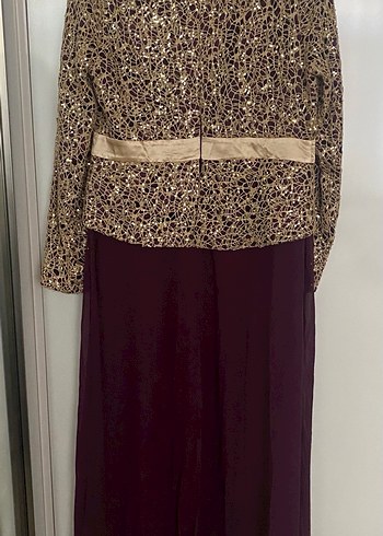 Bordo Dantel Detaylı Uzun Abiye Elbise - Görsel 2