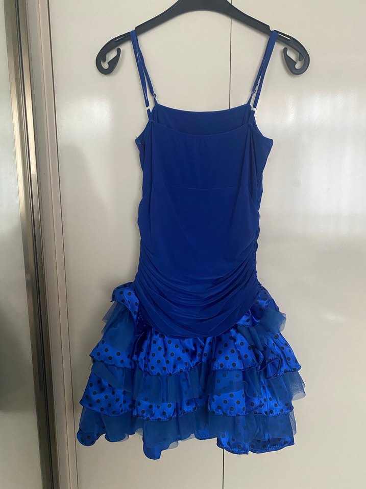 Mavi Fırfırlı Mini Abiye Elbise - Görsel 2