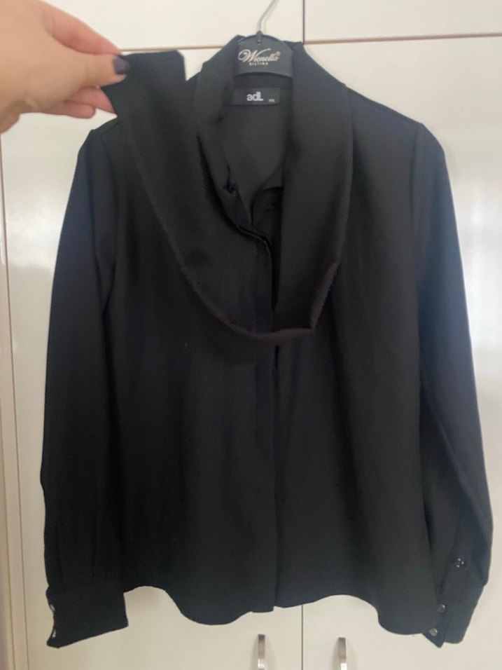 Siyah Kadın Uzun Kollu Gömlek - Görsel 2