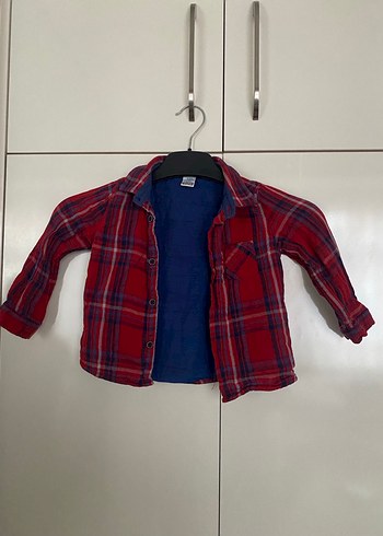 Kırmızı Erkek Çocuk Uzun Kollu Keten Gömlek - Görsel 2