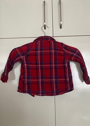 Kırmızı Erkek Çocuk Uzun Kollu Keten Gömlek - Görsel 3