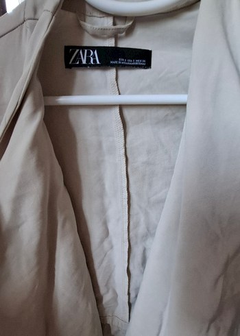 Zara Bej Midi Keten Kadın Ceket