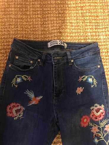 36 Beden çiçek nakışlı pantolon
