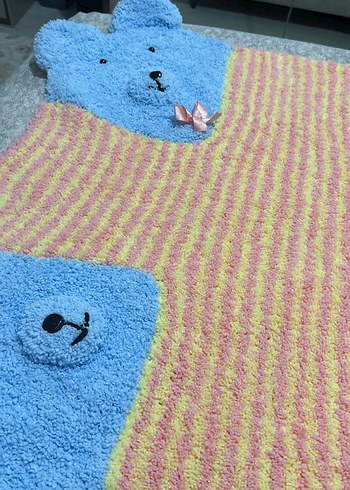 Renkli Triko Çocuk Battaniyesi Ayıcık Desenli - Görsel 2