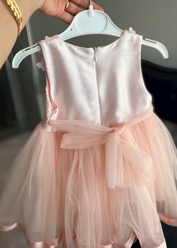 Dantel Detaylı Pembe Kız Çocuk Straplez Elbise - Görsel 2