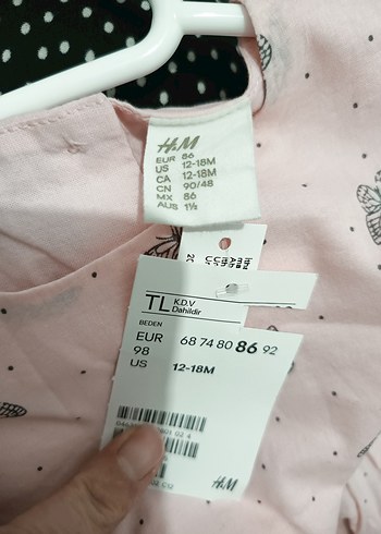 12-18 Ay Beden Kelebek Desenli Pembe Kolsuz Kız Elbisesi