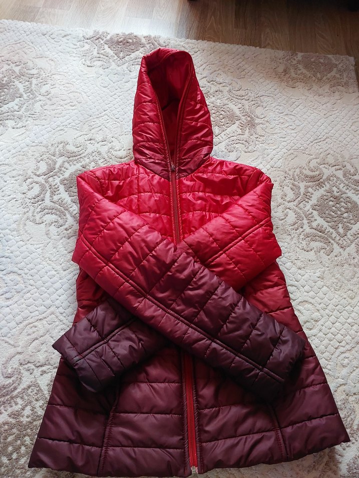 Kapüşonlu Bordo Kadın Mont - Görsel 5