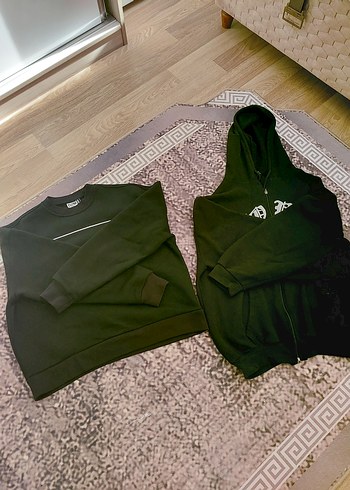 2 adet ...Swit ve Baskılı Fermuarlı Sweatshirt - Görsel 4