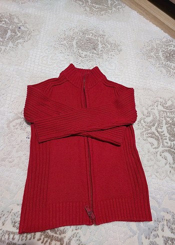 Kırmızı Çocuk Fermuarlı Hırka - Görsel 2