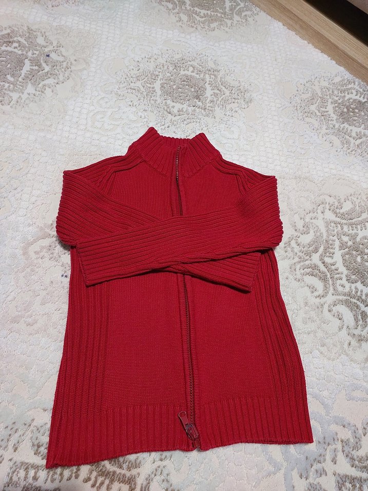 Kırmızı Çocuk Fermuarlı Hırka - Görsel 2