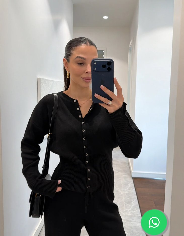 Çıtçıt detaylı Siyah Kadın Takım - Görsel 4