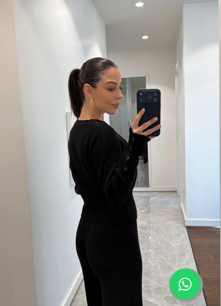 Çıtçıt detaylı Siyah Kadın Takım - Görsel 2