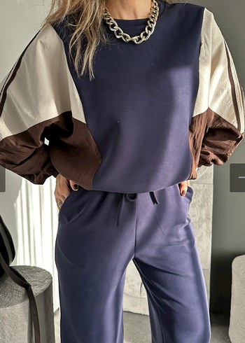 Lacivert Blok Renkli Kadın Takım - Görsel 3