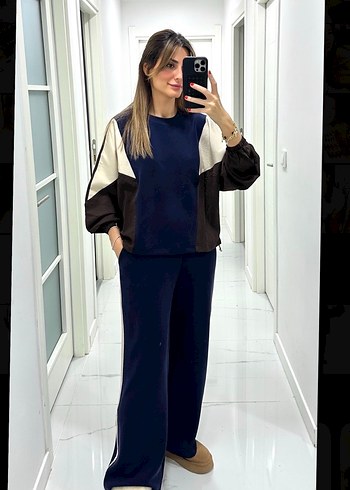 Kadın Mavi Rahat Kesim Eşofman Takımı - Görsel 4