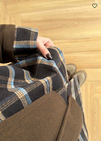 Kahverengi Ekose Desenli Kemerli Kadın Takım - Görsel 5