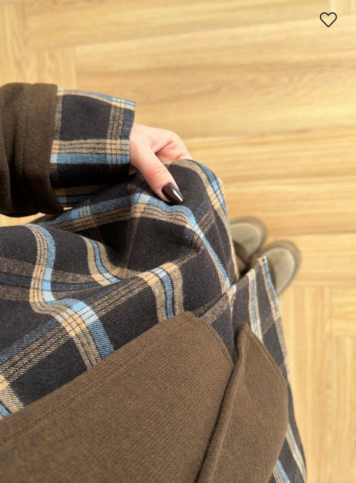 Kahverengi Ekose Desenli Kemerli Kadın Takım - Görsel 5