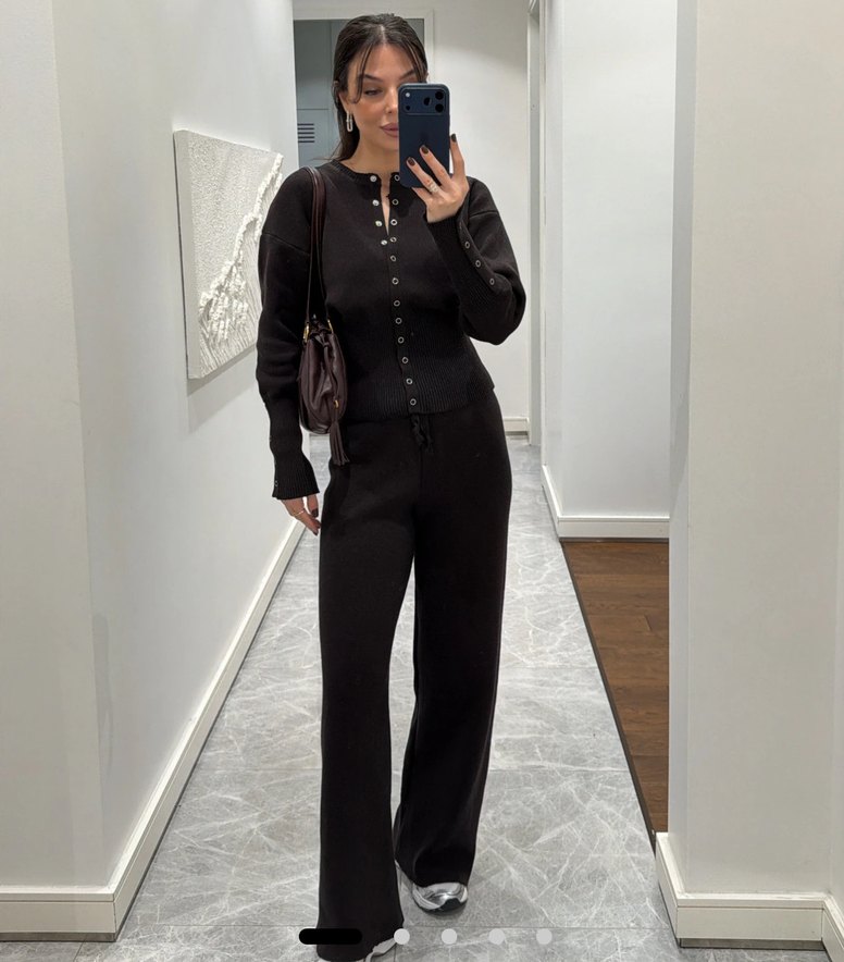 Çıtçıt detaylı triko takm - Görsel 3