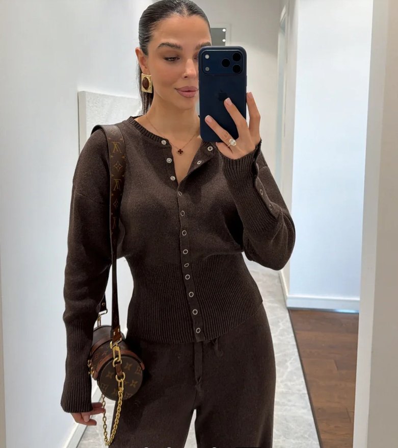 Çıtçıt detaylı triko takm - Görsel 2