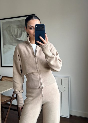 Bej Kadın Midi Eşofman Takımı - Görsel 5