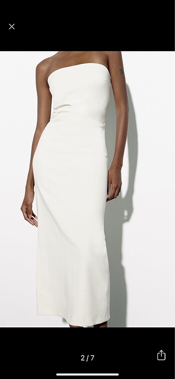 Zara Zara beyaz midi elbise