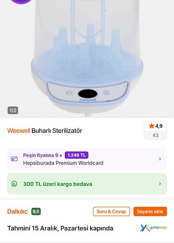 weewell Beyaz Bebek Sterilizatörü - Görsel 5