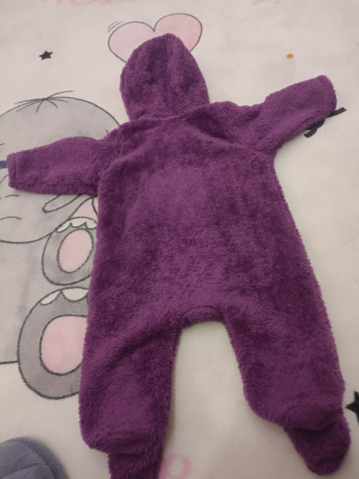 Mor Kapüşonlu Bebek Kış Tulumu - Görsel 2