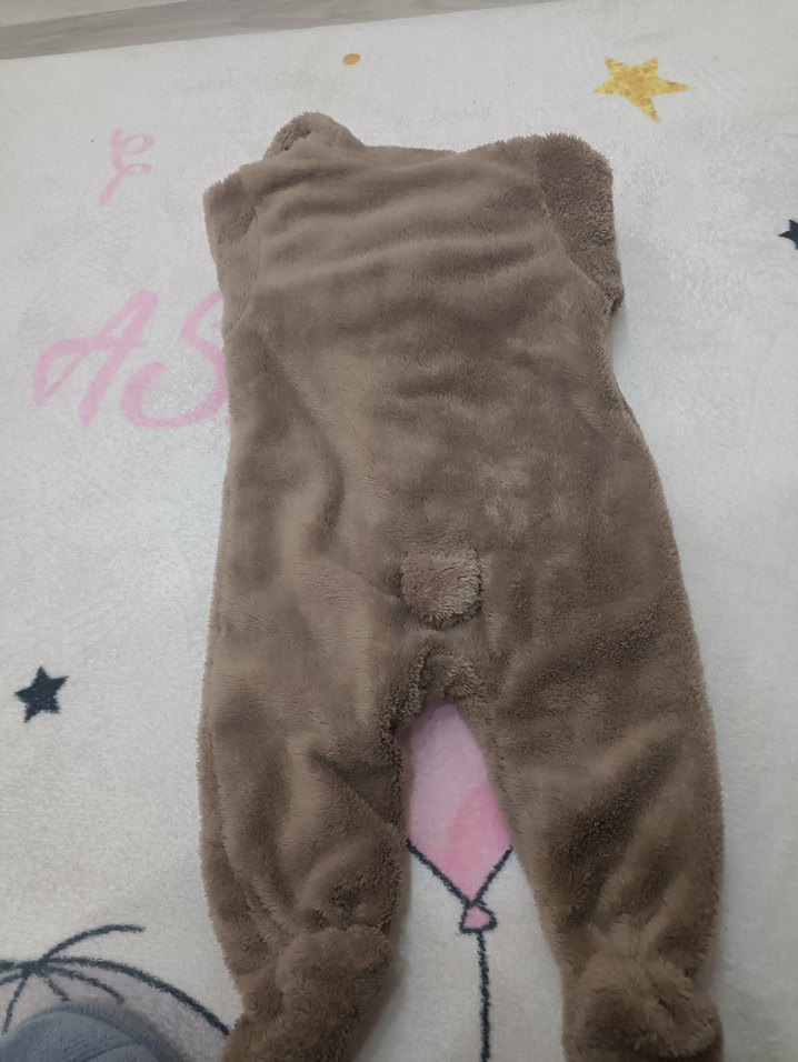 Kahverengi Peluş Bebek Tulumu - Görsel 3