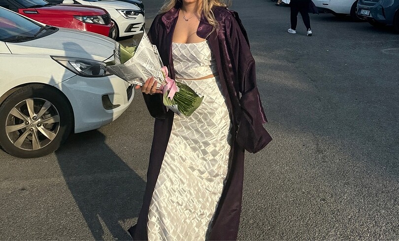 Zara Beyaz saten takım