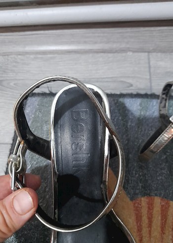 37 Beden gri Renk Gri Metal Tokalı Blok Topuk Kadın Ayakkabı