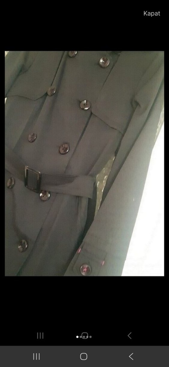 Kadın Siyah Uzun Düğmeli Trençkot - Görsel 4