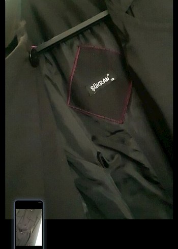 Düğmeli Gri Uzun Kadın Trençkot - Görsel 3