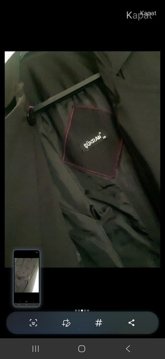 Düğmeli Gri Uzun Kadın Trençkot - Görsel 3