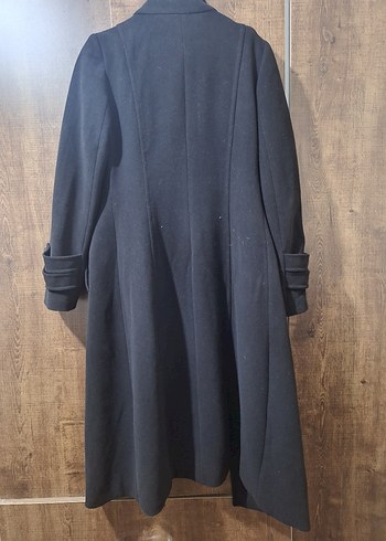 Düğmeli Siyah Kadın Kaban - Görsel 7