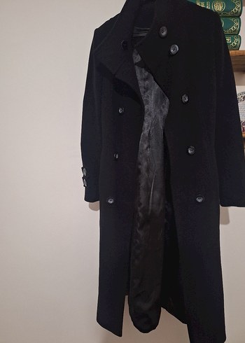 Düğmeli Siyah Kadın Kaban - Görsel 11