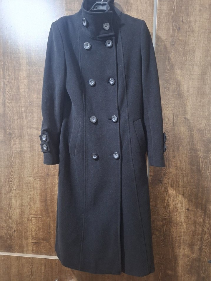 Düğmeli Siyah Kadın Kaban - Görsel 2