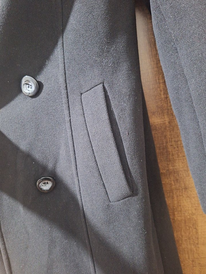 Düğmeli Siyah Kadın Kaban - Görsel 5