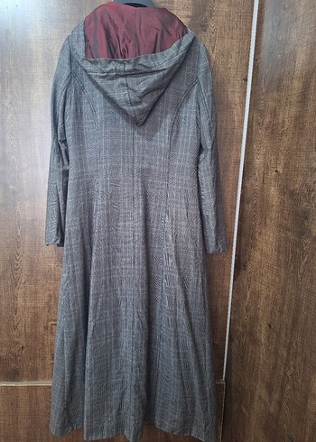 Düğmeli Uzun Gri Kadın pardesü (setrems marka) - Görsel 5