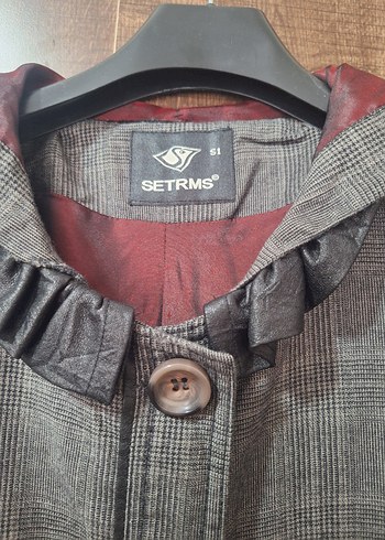 Düğmeli Uzun Gri Kadın pardesü (setrems marka) - Görsel 3