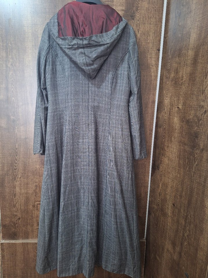 Düğmeli Uzun Gri Kadın pardesü (setrems marka) - Görsel 5